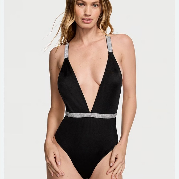 NWT * Victorias Secret Shine Plunge One-Piece Swimsuit